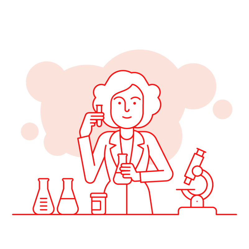 illustratie van onderzoeker in laboratorium