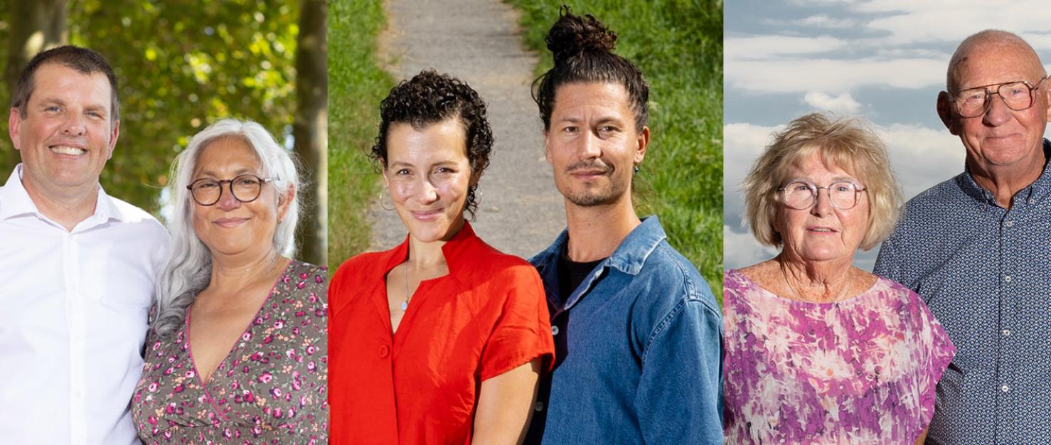 Compilatiebeeld met 3 stellen